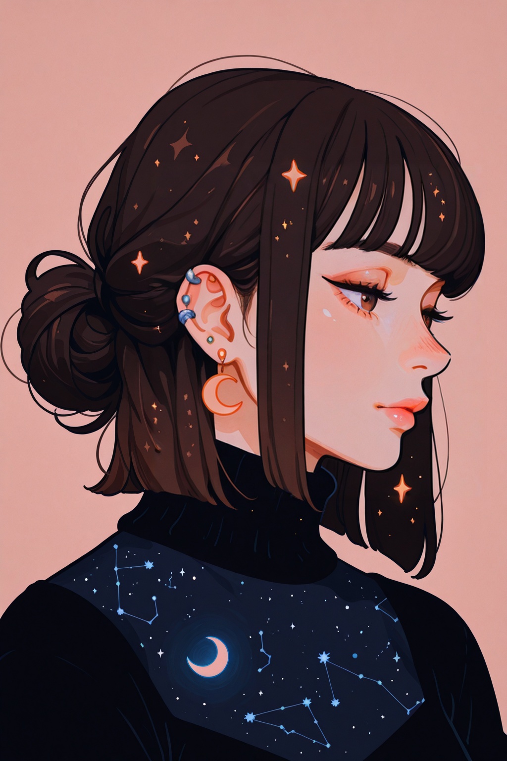1girl,  solo,  earrings on Tensor.Art