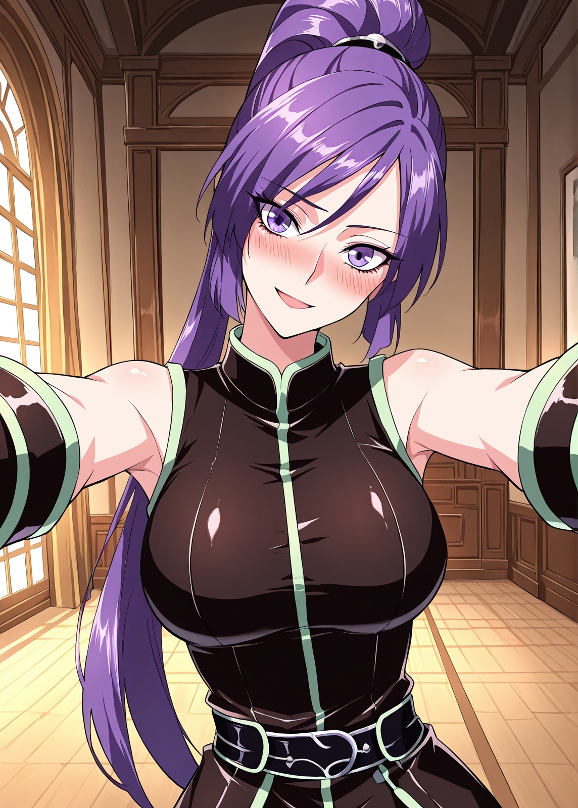 1 girl,  solo,  purple hair on Tensor.Art