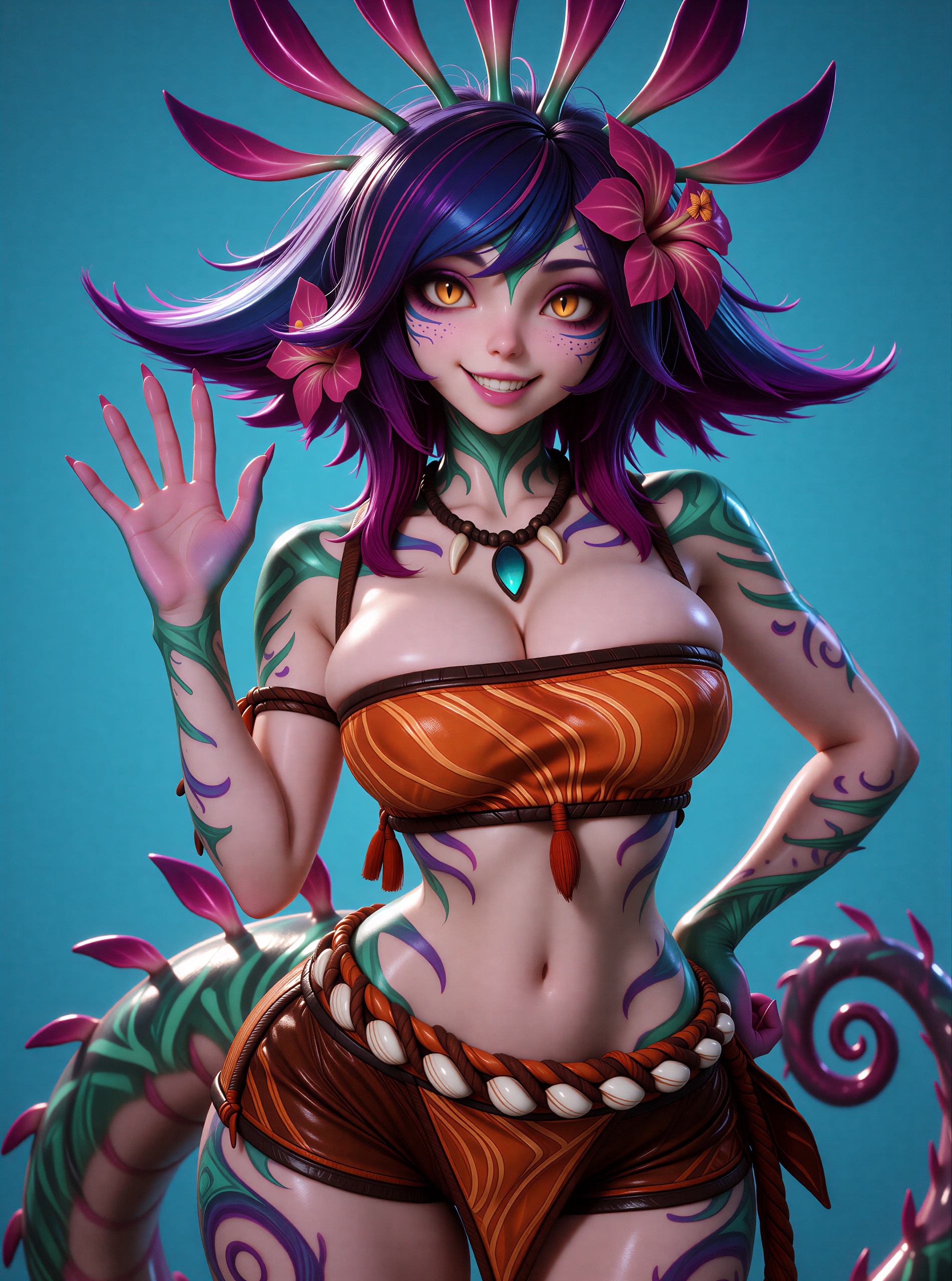 Hyper-detailed realistic 3D CG render,  AAA game cinematic quality,  realistic proportions and anatomy by Tianchimp on Ten...