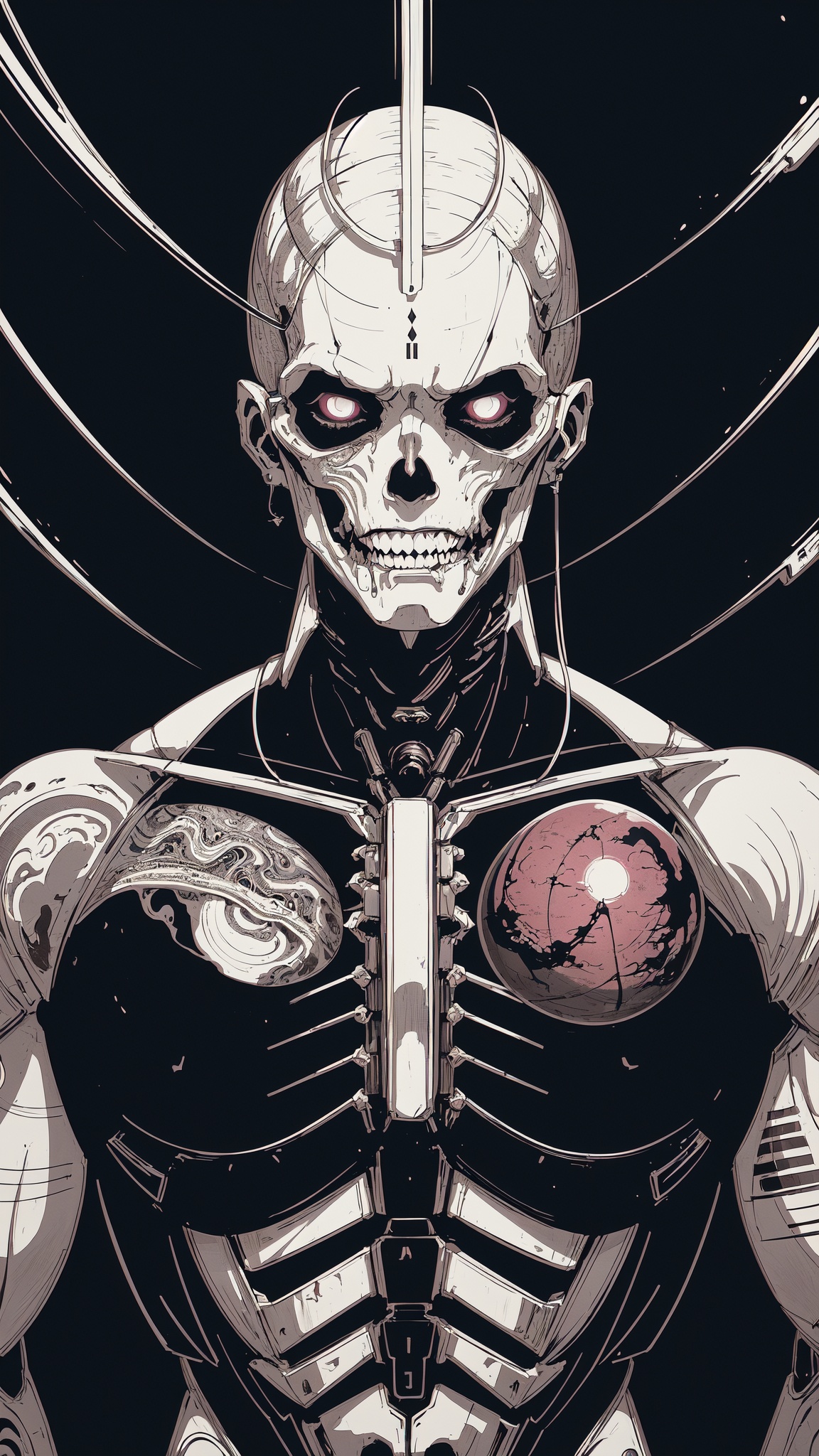 Japanese Ink Drawing,  Ink Dripping Drawing,  horror-themed space-themed Surrealism on Tensor.Art