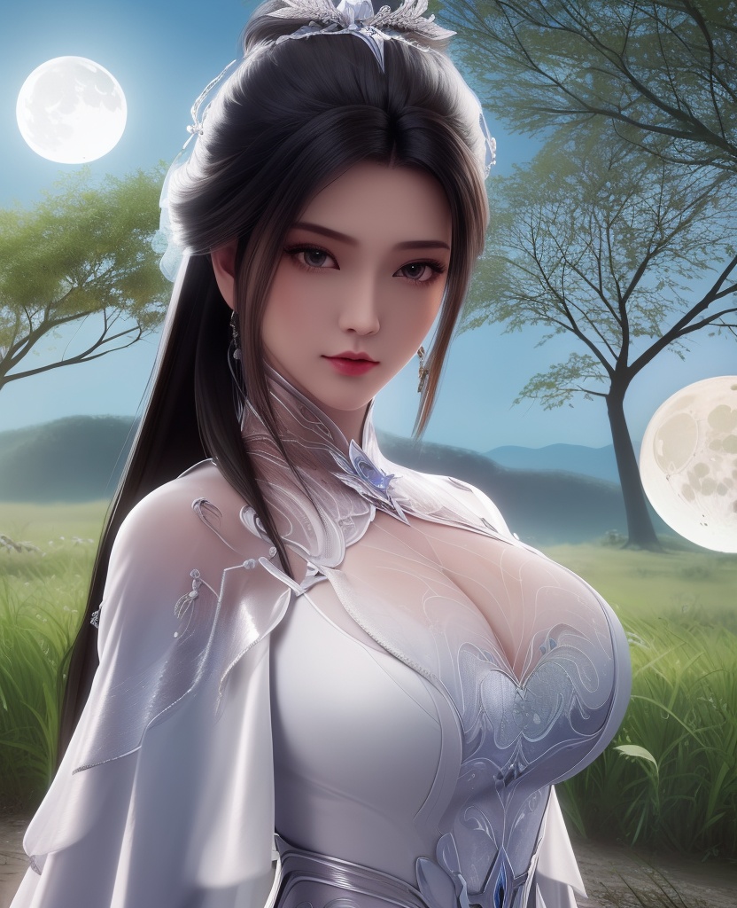 <lora:611-DA-诛仙-陆雪琪-V3:0.8>(,1girl, ,best quality, ),looking at viewer,  ,ultra detailed background,ultra detailed background,ultra realistic 8k cg, ,masterpiece, (( , )),, ,fiction,mole,,      ,(cleavage), (),  ,see-through, lace, (((, solo, moon, , bare_tree, )))(cleavage),