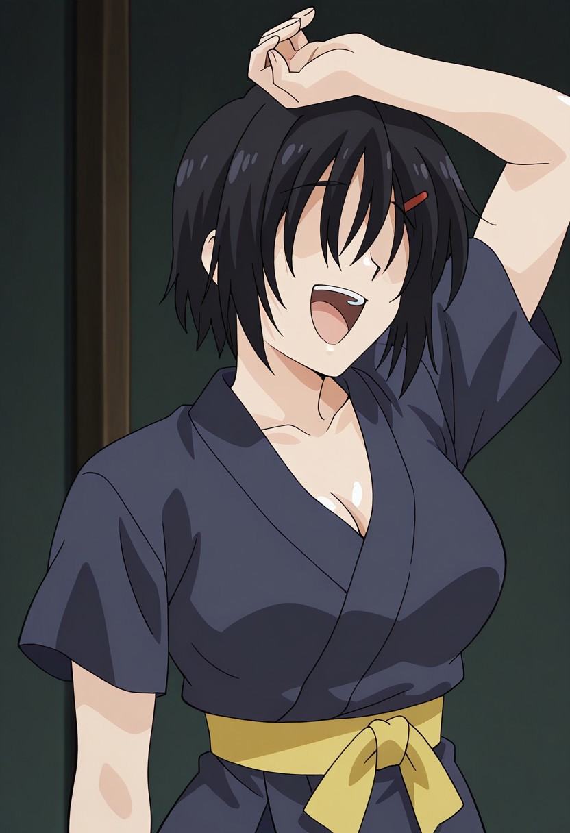 ioyahaha,  hand to head,  open mouth on Tensor.Art