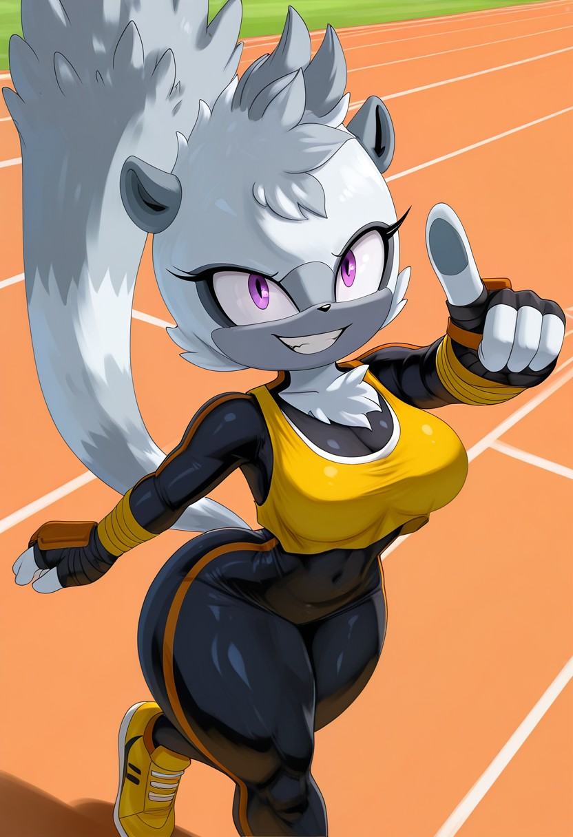 solo female,  Tangle the Lemur,  gray fur on Tensor.Art