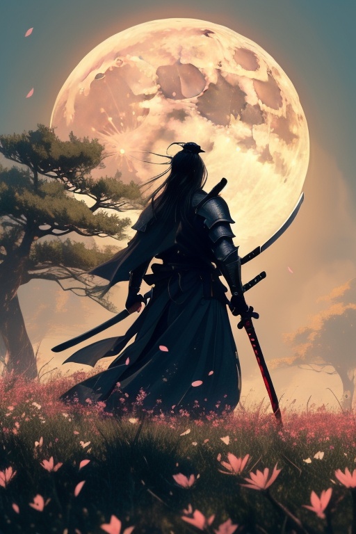 japanesebrush artsolo,  long hair,  black hair on Tensor.Art