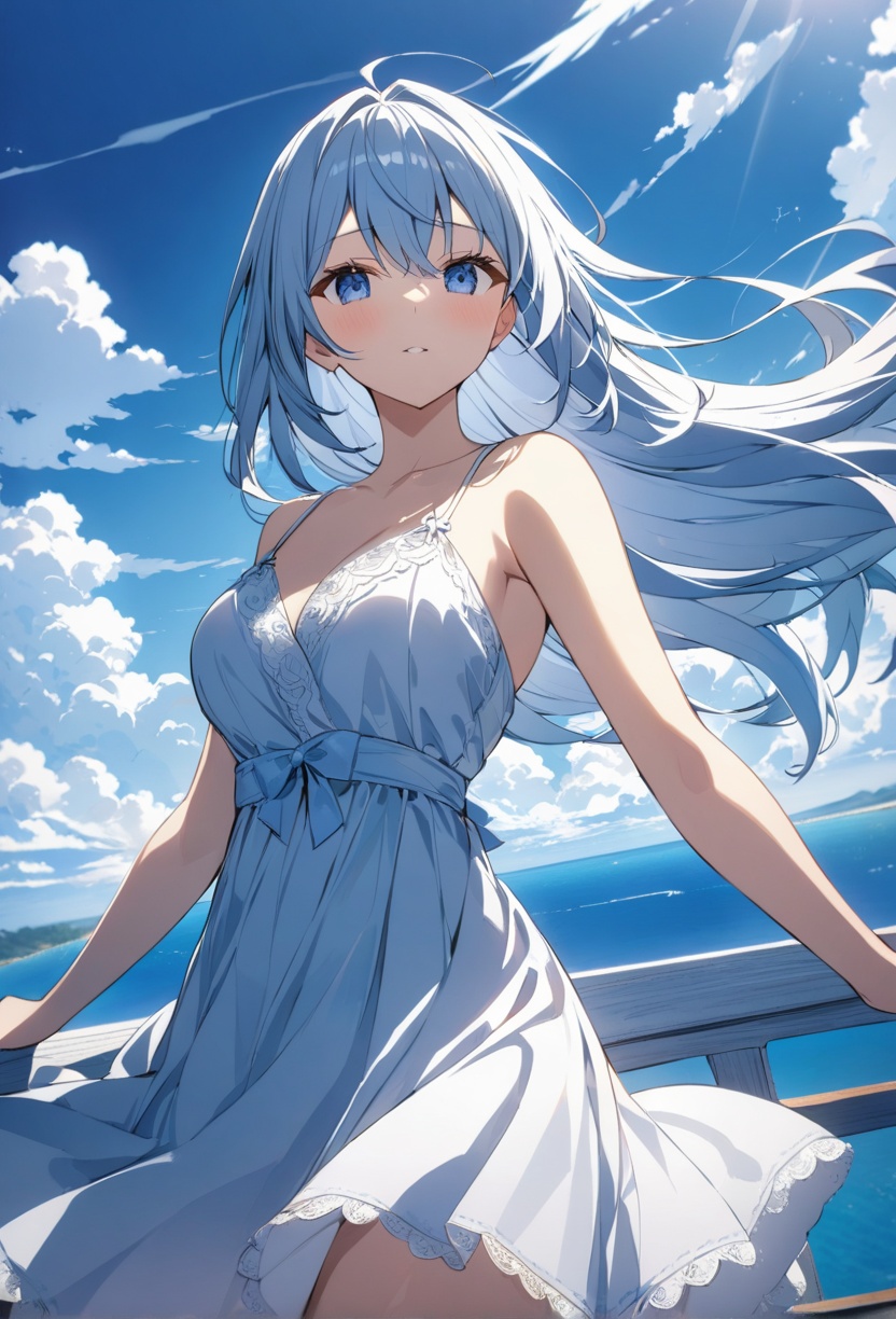 1girl,  solo,  white long hair on Tensor.Art