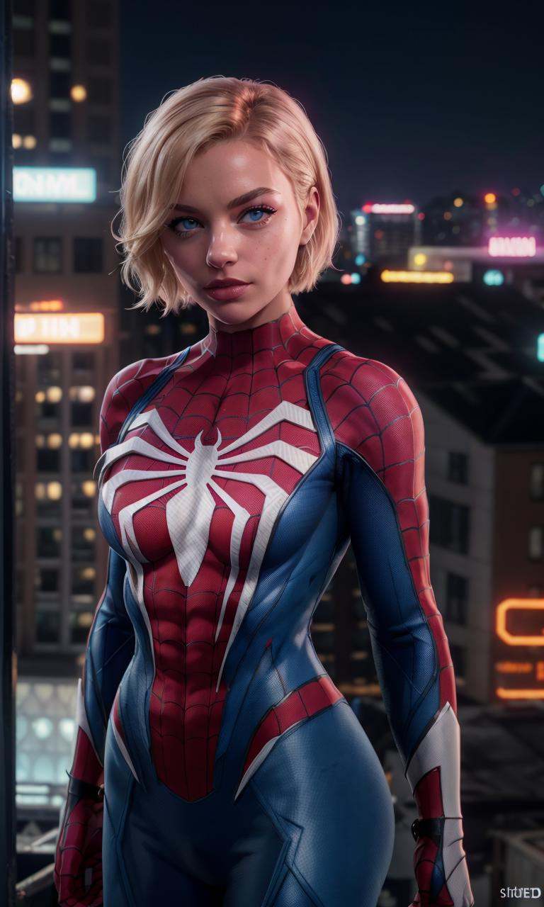 spideyadv2,  woman standing on rooftop,  breasts on Tensor.Art
