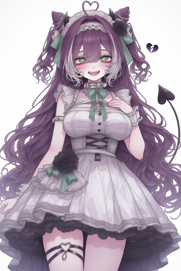 1girl,  ahoge,  black horns on Tensor.Art