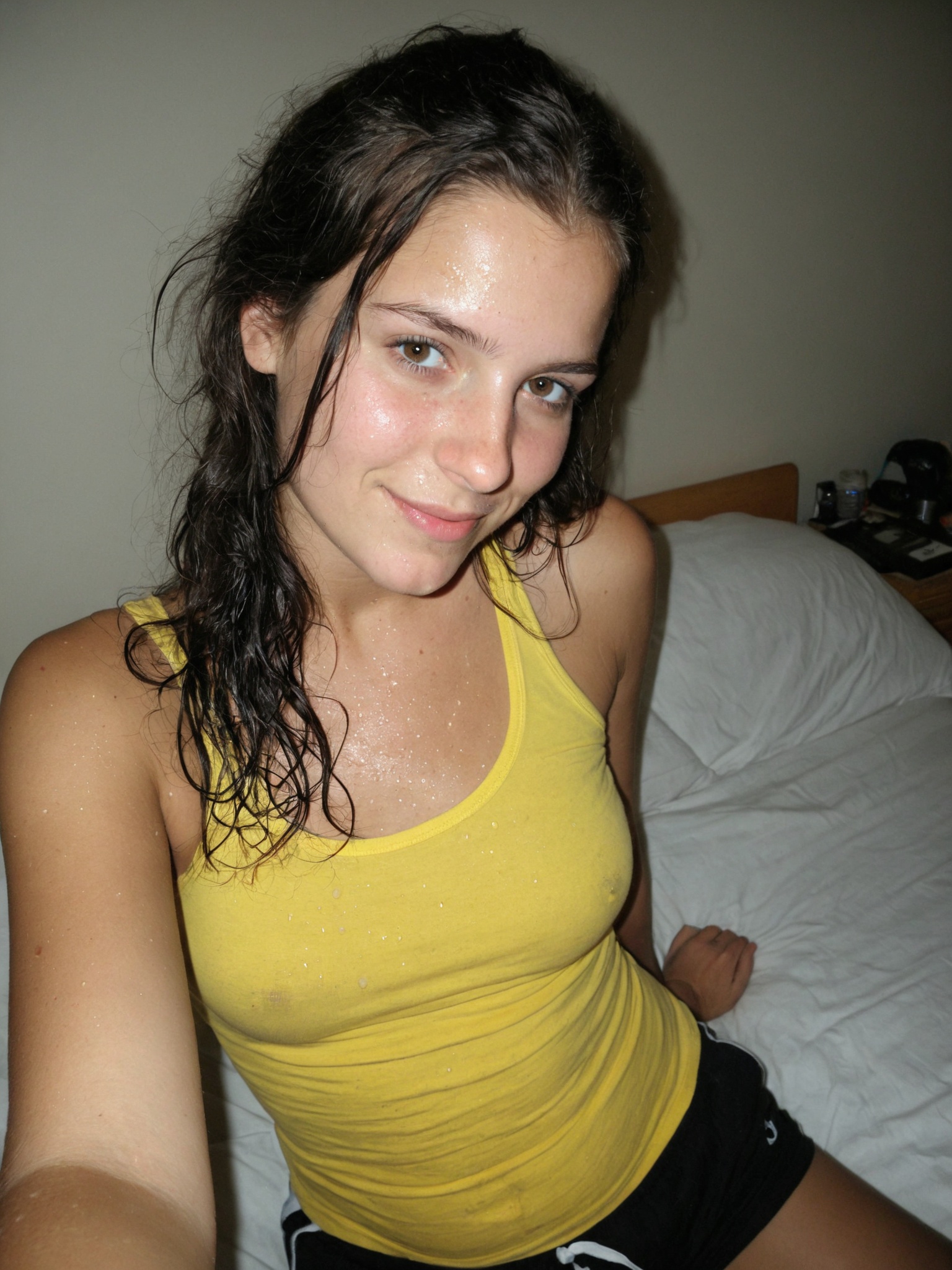 ******* low light close up shot,  raw unedited candid photo,  point and shoot camera photo of a 22 year old French woman o...
