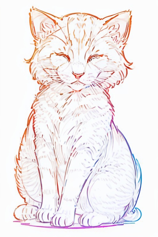 no humans,closed eyes,polka dot,signature,animal focus,1 white cat,(simple background:1.1),(white_background:1.3),<lora:One_Last_Kiss:1>,