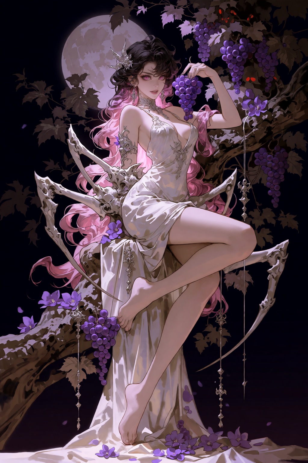 A deeply ethereal,  gothic-fantasy illustration,  viewed from a straight-on medium-full angle in moody on Tensor.Art