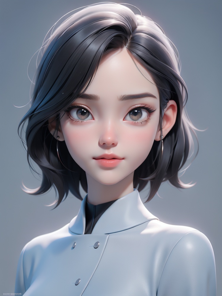 breathtaking 3d, cartoon portrait, hyperrealistic, 4k, 35mm, fashion, photography, magazine photoshoot, ultra highly detailed, digital painting, smooth, sharp focus, artstation, realistic, jenny,looking_at_viewer, solo, portrait, elegant, slim girl, Light gray background, <lora:MonkRen 3d Cartoon Lora:0.45>,<lora:RetouchMajic:0.25:lbw=OUTFACE>, . award-winning, professional, highly detailed