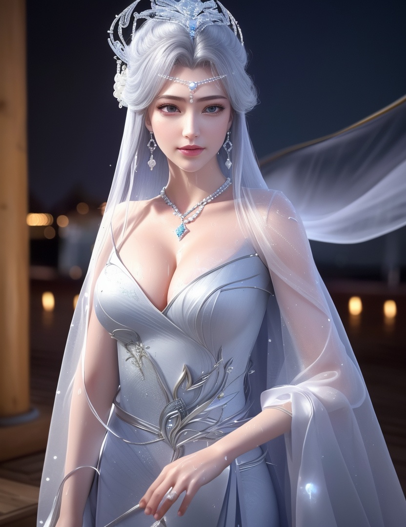 <lora:531-DA-百炼成神-宁雨蝶-成年-V2:0.8>(,1girl, ,best quality, ),looking at viewer, ,ultra detailed 8k cg, ultra detailed background,  ultra realistic 8k cg,          cinematic lighting, cinematic bloom, (( , )),,  , unreal, science fiction,  luxury, jewelry, diamond, pearl, gem, sapphire, ruby, emerald, intricate detail, delicate pattern, charming, alluring, seductive, erotic, enchanting, hair ornament, necklace, earrings, bracelet, armlet,halo,masterpiece, (( , )),,  ,cherry blossoms,(((, night,night sky,,  ultra high res, (photorealistic:1.4), raw photo, 1girl, , rain, sweat, ,wet, )))(( , ))   (cleavage), (),