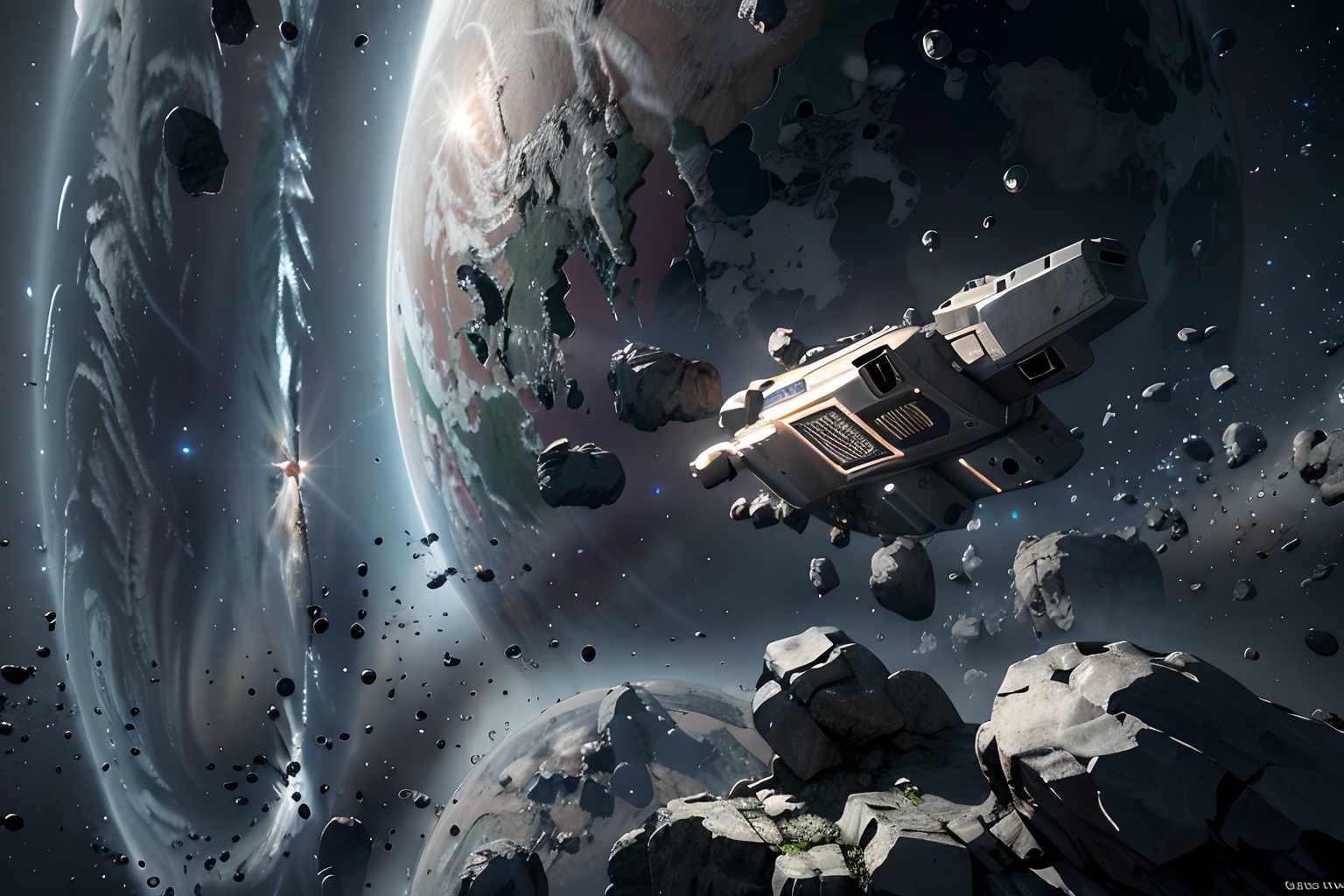 3d, realistic, highres, high quality, octane render, detailed, 4k wallpaper, sci-fi,eveonline, star citizen, cinematic light,(masterpiece), depth of field,  scenery, spacerock-scatter style, <lora:scatter rocks_20231128185243-000004:0.8>