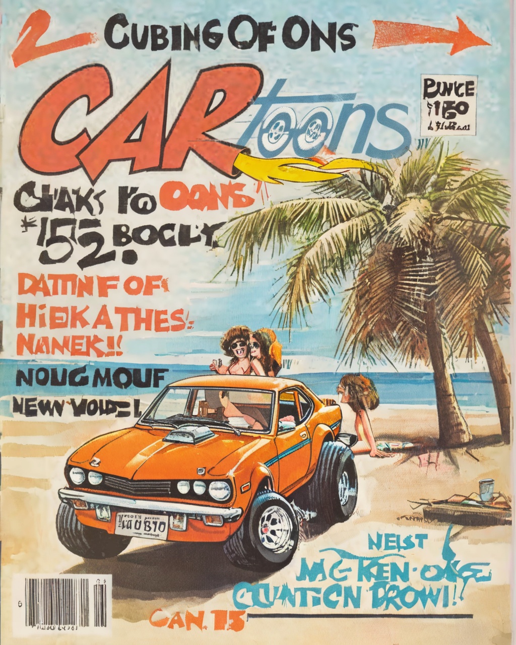 retr0magz,  a datsun b210 on the beach on Tensor.Art