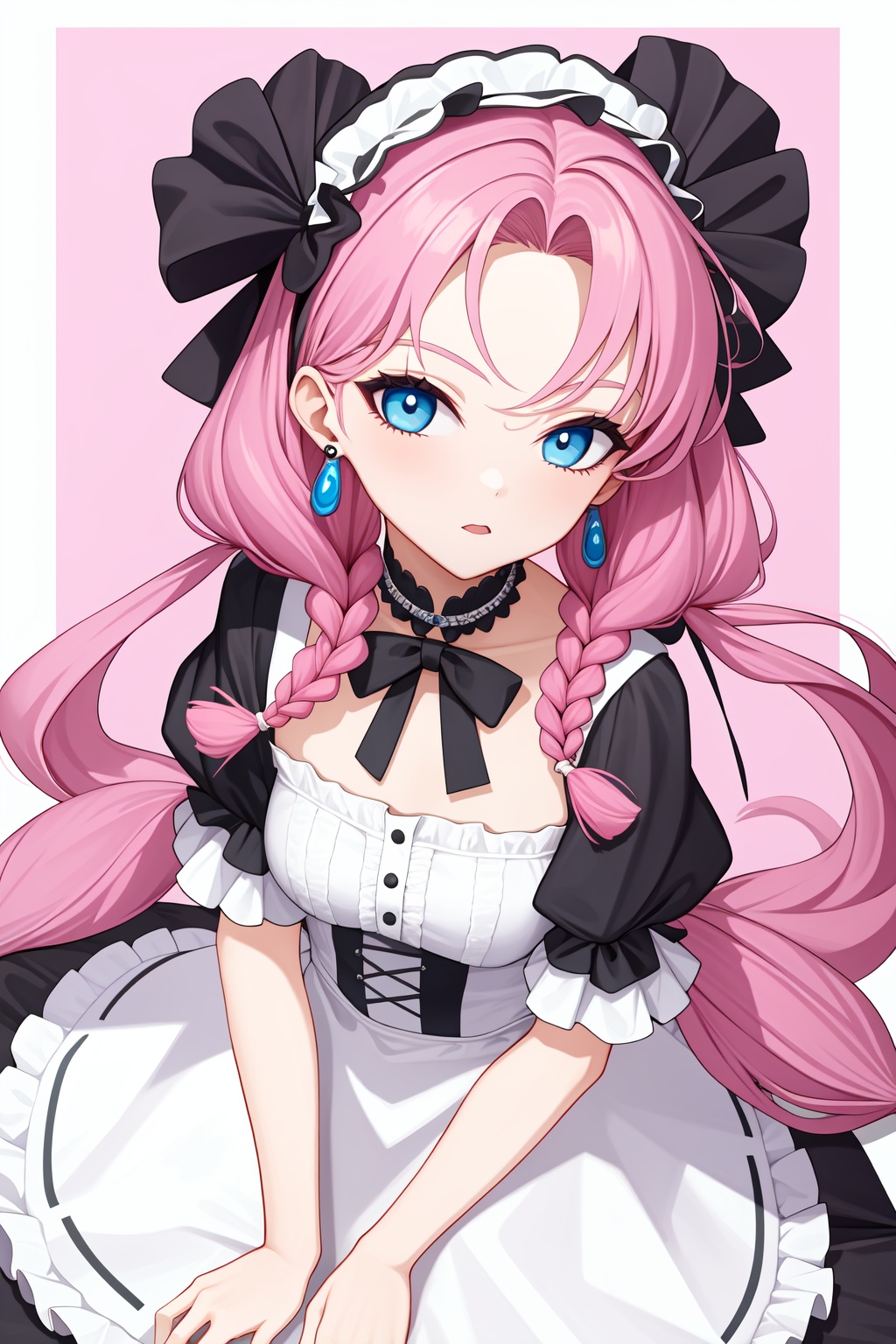 <lora:蓝毒-000008:1>,a girl named arklandu,arklandu,1girl,earrings,low twintails,twin braids,lolita fashion, gothic lolita,, (masterpiece,best quality,high quality:1.4),absurdres,