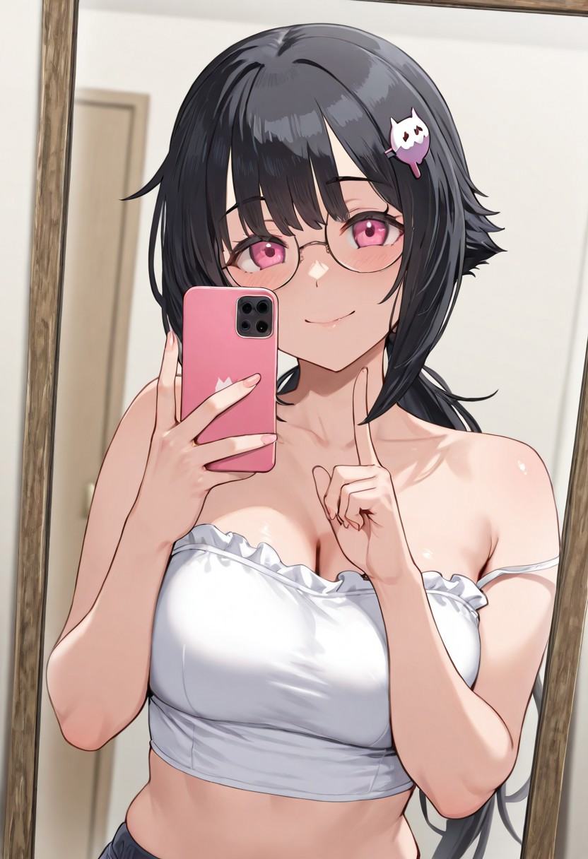 kuu,  pink eyes,  black hair on Tensor.Art
