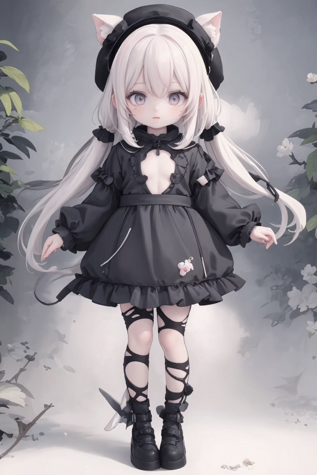 cinematic lighting,image fill,masterpiece,best quality,super detail,HD,textured skin,(fantasy),(mythical),(mystical atmosphere),(intricate details),((1girl)),((Floating)),in front of the monster,monster behind the girl,1girl,ahoge,bangs,bare legs,black bow,blue background,blue dress,blue eyes,blue footwear,bow,dress,female child,flat color,floating hair,full body,hair bow,long hair,looking at viewer,solo,standing,two-tone footwear,very long hair,white bow,white footwear,white hair,<lora:lrw1:0.7>,(lrw:1.3),