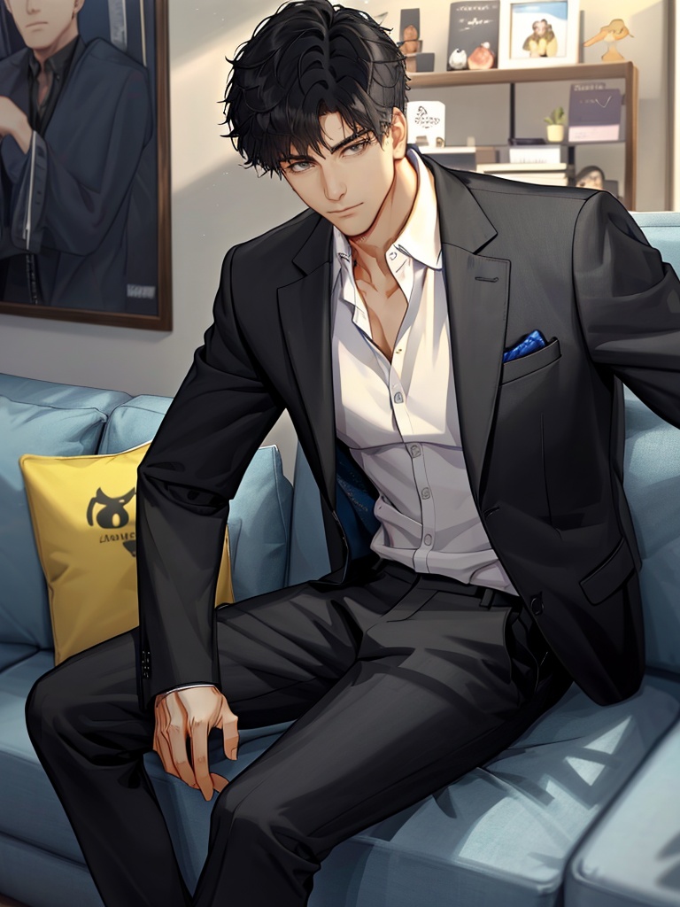 <lora:Osborn:1>,Osborn,1boy,shirt,male focus,jacket,white shirt,solo,sitting,looking at viewer,pants,couch,black jacket,black footwear,open jacket,long sleeves,black pants,open clothes,formal,shoes,collared shirt,, masterpiece,best quality