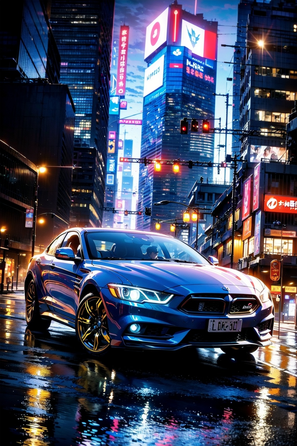 hyper realistic,  metal,  professional photo of a futuristic muscle car with multiple modifications on Tensor.Art