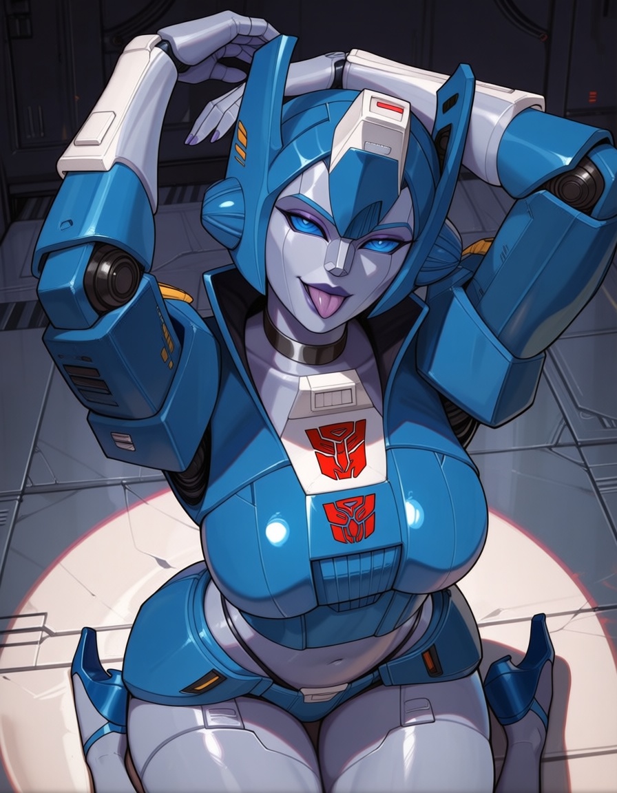 tongue out,  from above,  arms up masterpiece on Tensor.Art