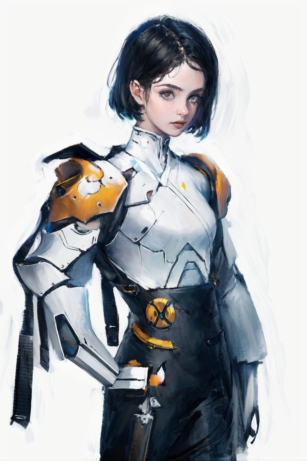(1girl,solo,)white background,looking at viewer,simple background, Game character, original design, 
