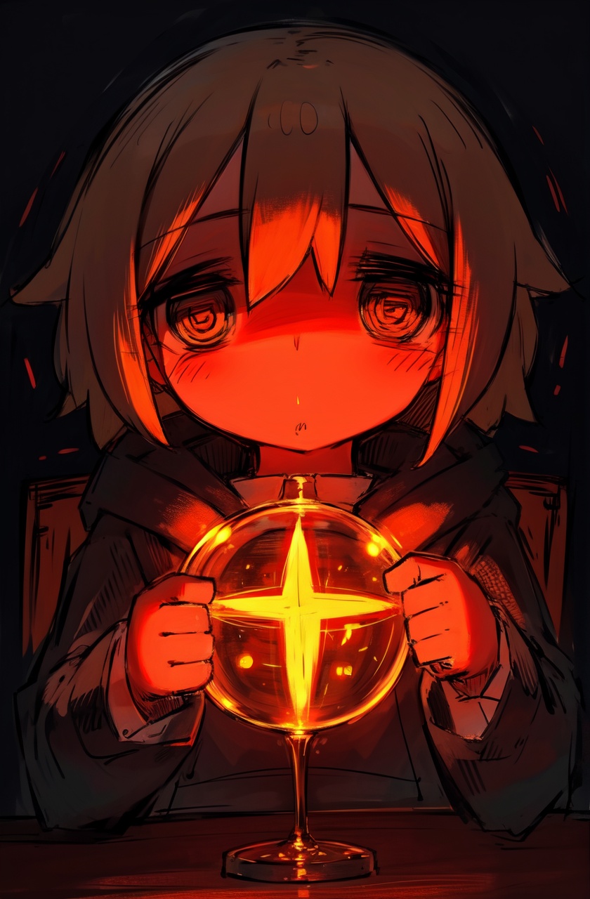 masterpiece,best quality,absurdres,1girl,blonde hair,looking at viewer,Test tube,glowing number,upper body,dark,black background,open coat,ringed eyes,holding gem,dark,