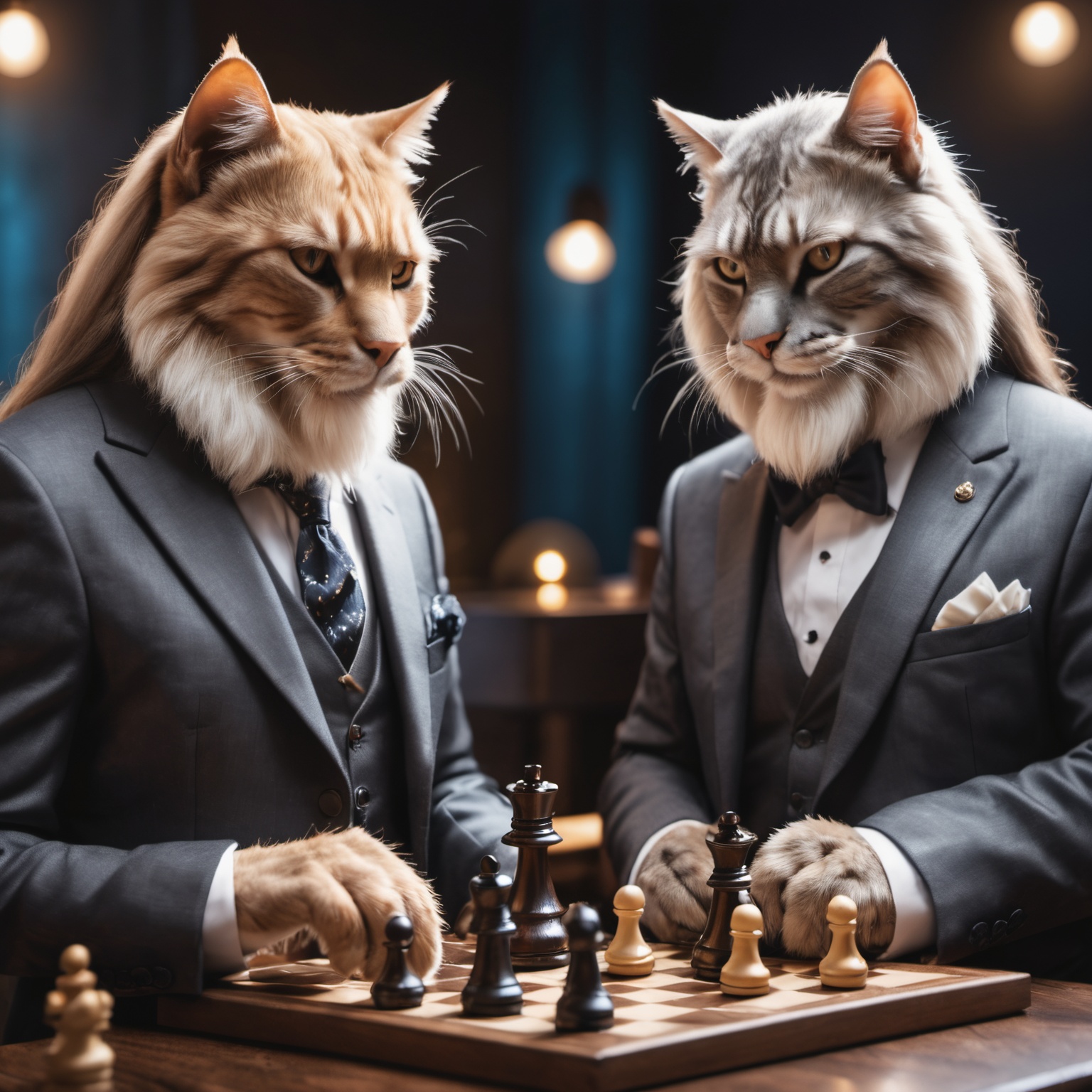 photo of 2 anthro of two,  old anthro cats,  long beards on Tensor.Art