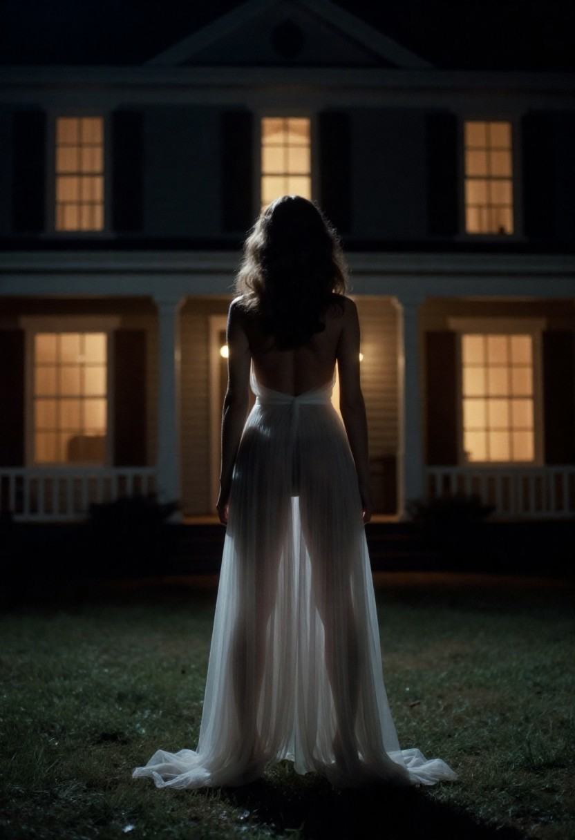 h0rr0rstyl3,  movie still from a 1970s horror scene,  back view on Tensor.Art