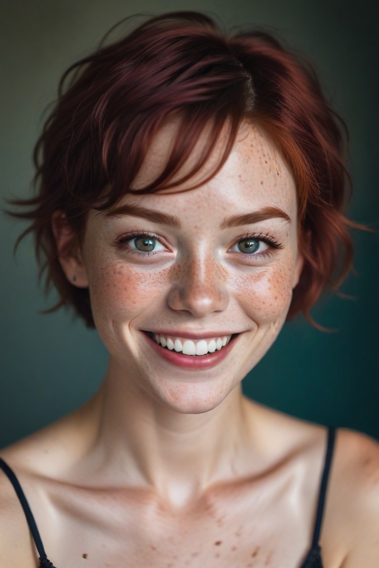 beautiful lady,  (freckles),  big smile on Tensor.Art