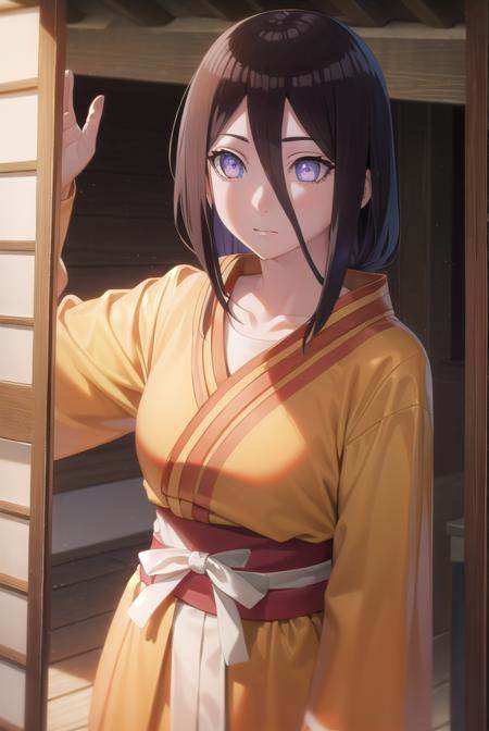 hanabihyuuga, <lora:hanabi hyuuga-lora-nochekaiser:1>,hanabi hyuuga, long hair, black hair, hair between eyes, white eyes, no pupils,BREAK skirt, long sleeves, japanese clothes, kimono, sandals, hakama, orange kimono, red hakama,BREAK outdoors, shrine,BREAK looking at viewer, (cowboy shot:1.5),BREAK <lyco:GoodHands-beta2:1>, (masterpiece:1.2), best quality, high resolution, unity 8k wallpaper, (illustration:0.8), (beautiful detailed eyes:1.6), extremely detailed face, perfect lighting, extremely detailed CG, (perfect hands, perfect anatomy),
