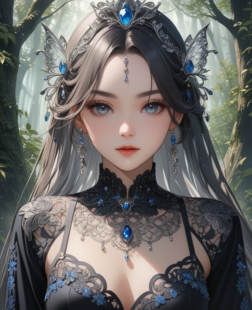 (,1girl, ,best quality, ),looking at viewer,  ,ultra detailed background,ultra detailed background,ultra realistic 8k cg,(masterpiece:1.2),(best quality:1.2),(ultra detailed:1.2),(official art:1.3),(beauty and aesthetics:0.8),detailed,(intricate:0.8),(highly detailed),(solo),delicate countenance,1girl,fancy,(glassy texture:1.2),(crush:1.2),8k,accessory,tattoo,(transparent:1.1),gown,energy encirclement,instant,in the twinkling of an eye,upper body,woman in a mythical forest, masterpiece, perfect face, intricate details, horror theme, raw photo, photo unp(cleavage),,