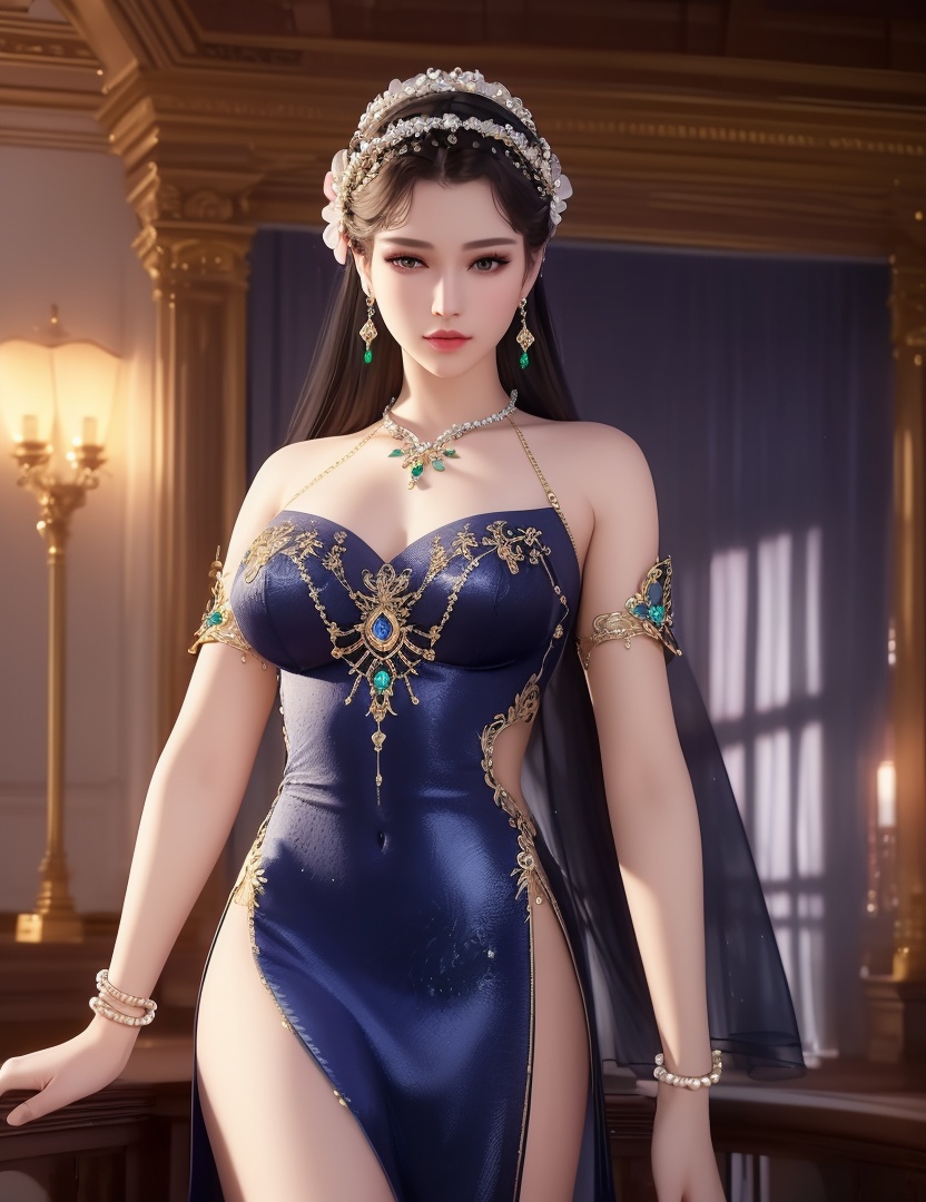 ultra realistic 8k cg, picture-perfect face, flawless, clean, masterpiece, professional artwork, famous artwork, cinematic lighting, cinematic bloom, perfect face, beautiful face, fantasy, dreamlike, unreal, science fiction,  beautiful clothes, lace, lace trim, lace-trimmed legwear,  (rich:1.4), prestige, luxury, jewelry, diamond, gold, pearl, gem, sapphire, ruby, emerald, intricate detail, delicate pattern, charming, alluring, seductive, erotic, enchanting, hair ornament, necklace, earrings, bracelet, armlet,halo((,1girl, pov,))(((,  1girl,  solo,looking at viewer, ))),(((1girl, solo, dress, jewelry)))<lora:DA_WhiteSnakeGreenSnake:0.7>