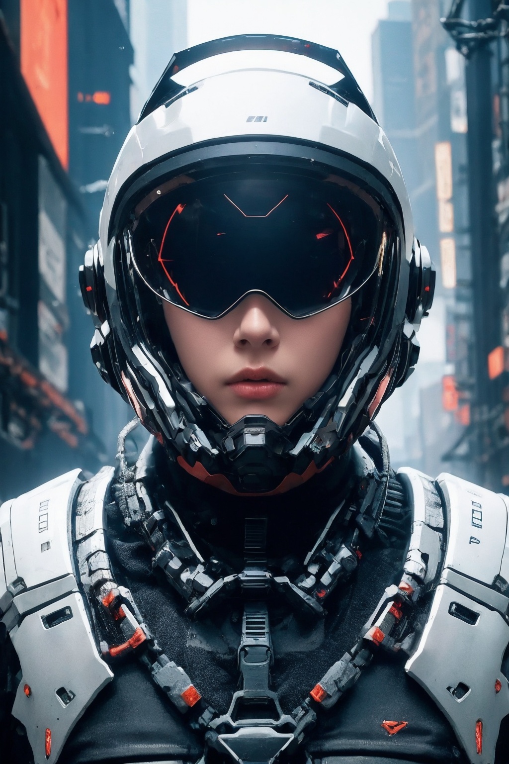 photorealistic,  1girl,  cyberpunk armor on Tensor.Art