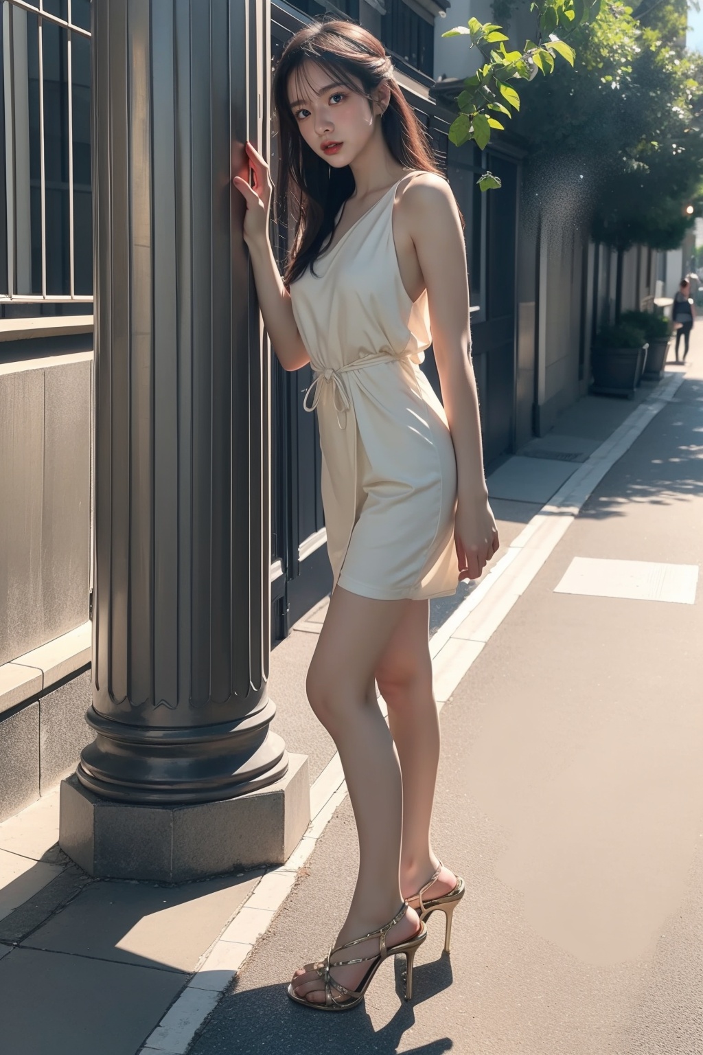 <lora:GoodHands-手beta2:1>,solo,1girl,cityscape,standing,outdoors,<lora:0420 stiletto sandals_v1:1>,ruanyi0420,high heels,full body,, best quality,masterpiece,highres,official art,extremely detailed cg unity 8k wallpaper