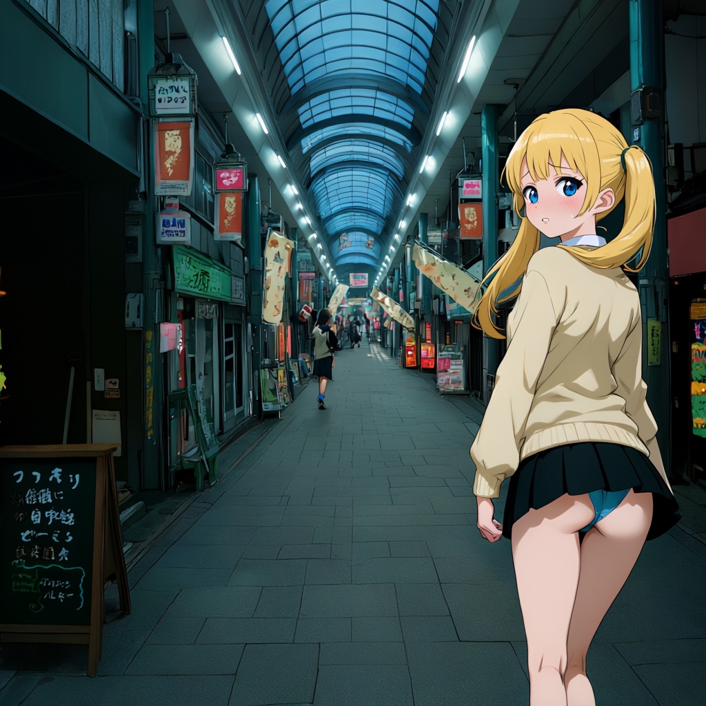tenjinbashisuji shopping street,  1girl,  solo on Tensor.Art