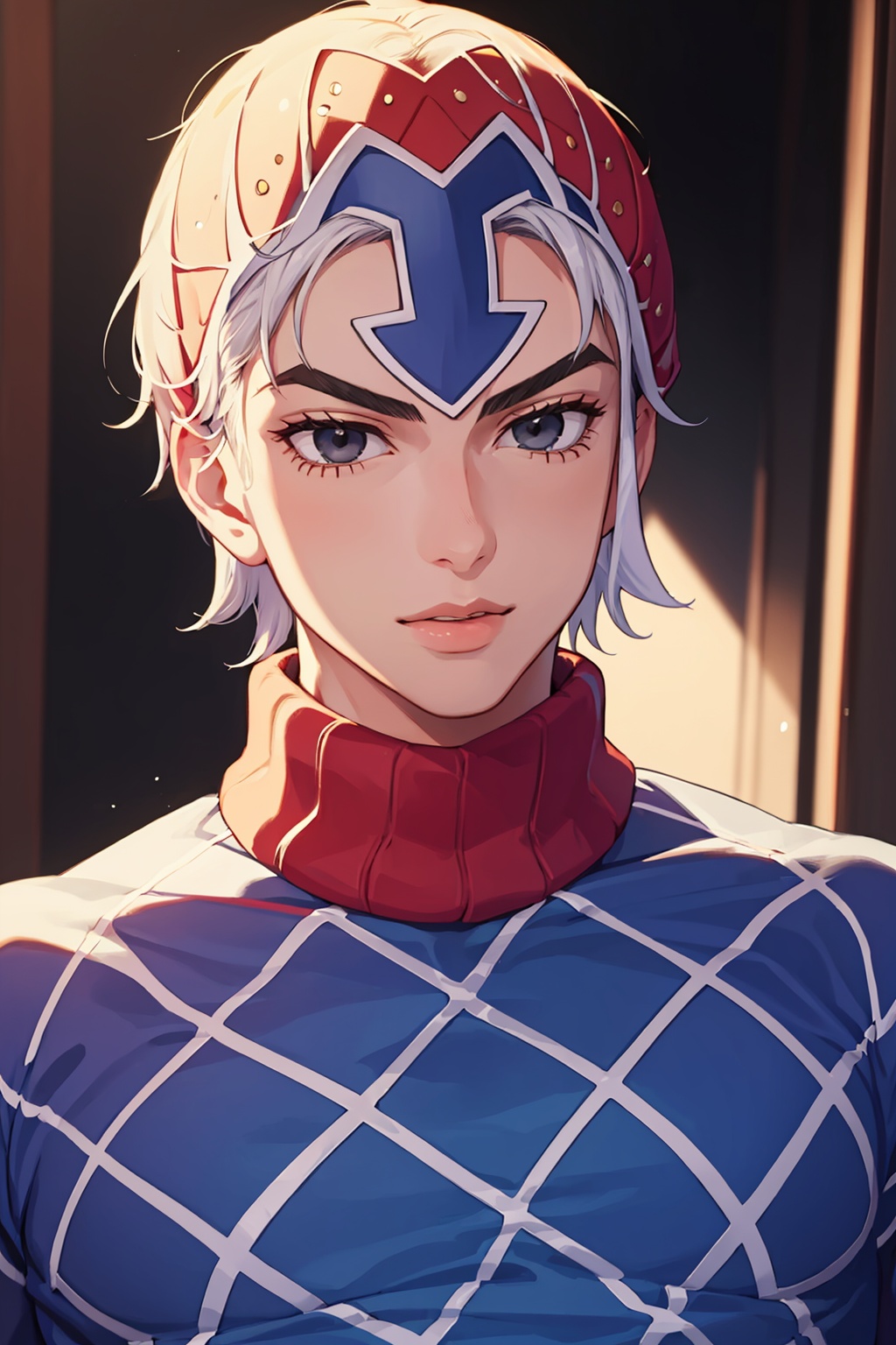 masterpiece,best quality, highly detailed, 1boy,argyle sweater,guido mista,male focus,solo,turtleneck,<lora:guido_mista:1>