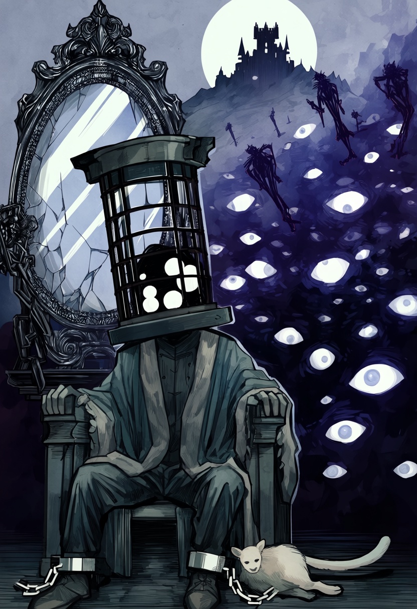 @eri_(pero1108),  eri \(pero1108\). This dark,  digital illustration depicts a seated figure wearing a tall on Tensor.Art