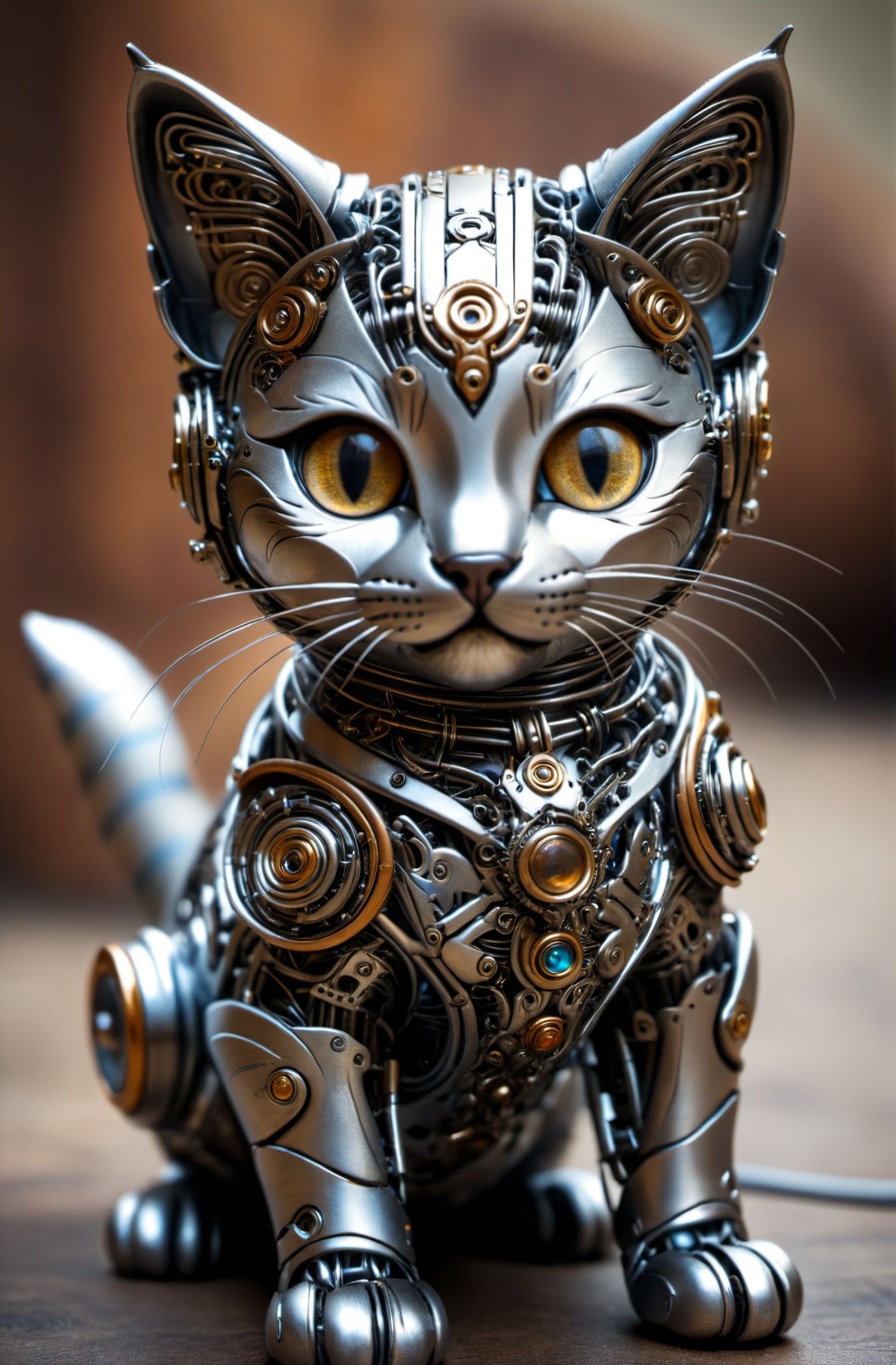 a cute kitten made out of metal,  , on Tensor.Art