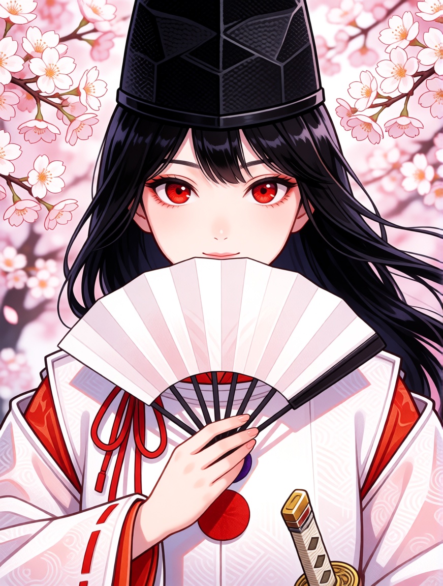 shirabyoshi,  1girl,  black hair on Tensor.Art