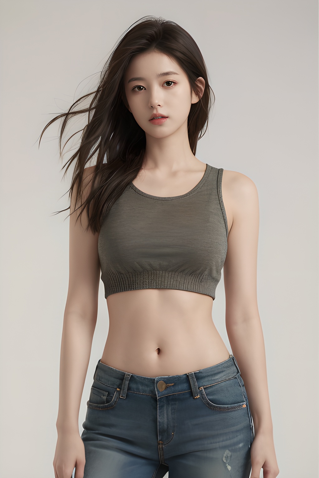 <lora:0818_05:0.7>,simple background,green_midriff,torn_clothes,, 1girl,realistic,masterpiece, best quality, photorealistic, HDR,detail