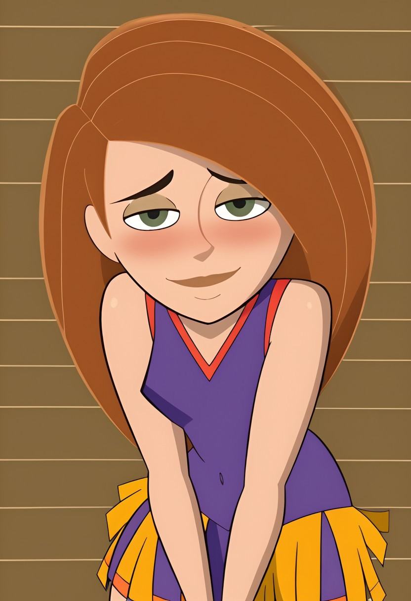 Kim,  Standard cheerleading outfit,  bending over on Tensor.Art