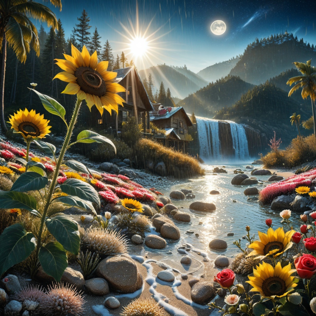 sunflower,  sky,  yellow flower on Tensor.Art