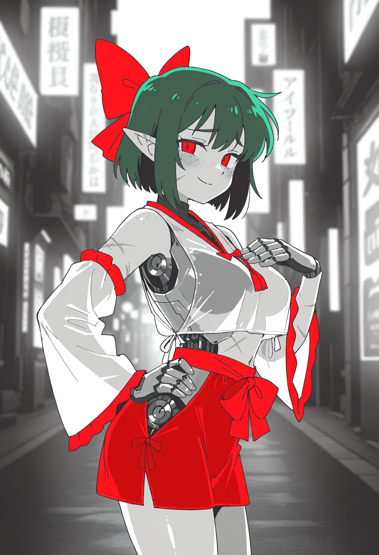 1girl,  green hair,  pointed ears on Tensor.Art