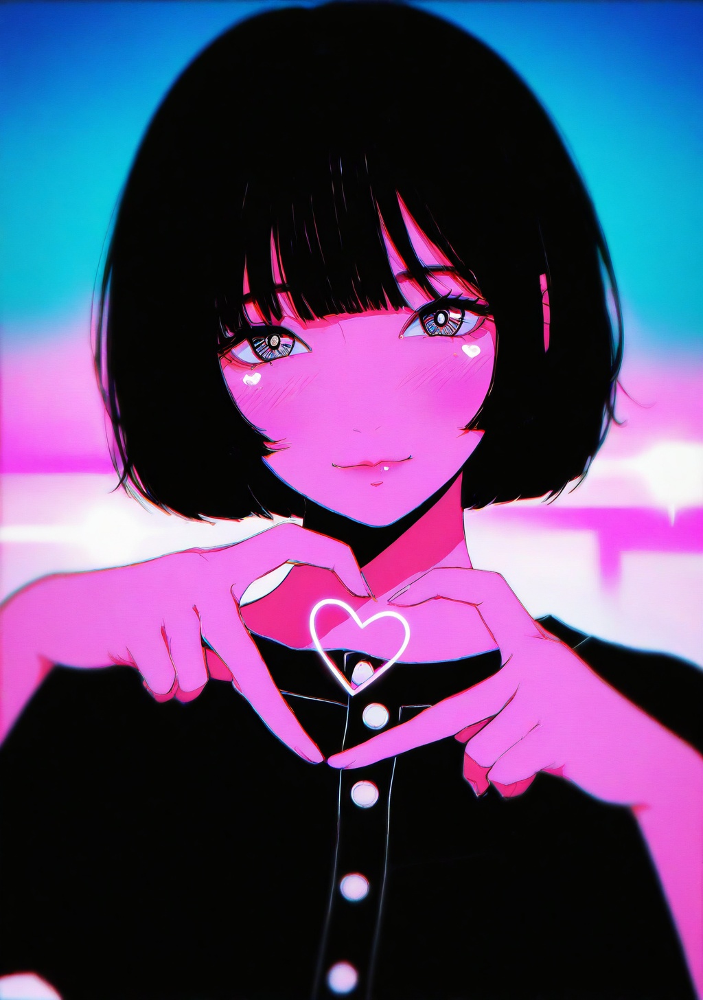 vaporwave,  gradient background,  1girl on Tensor.Art