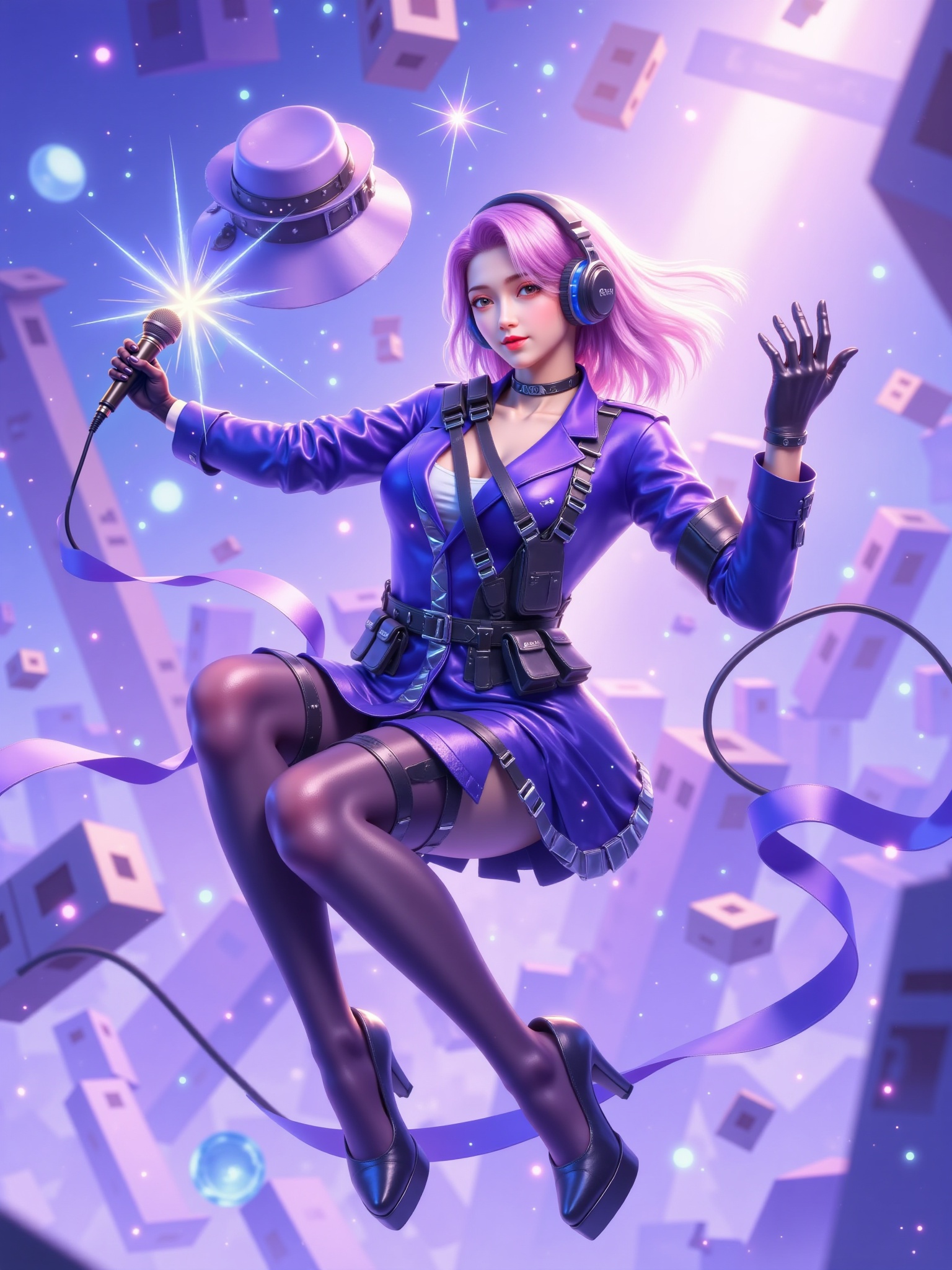Fantasy style,comics,<lora:F.1_梧桐_厚涂风插画_v1.0:0.1>,<lora:flux-lora-云悠悠1:0.2>,Microphone in hand,