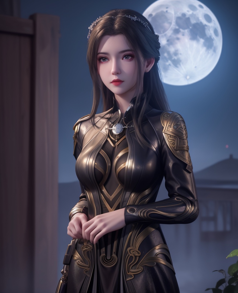 <lora:548-DA-师兄啊师克-碧霄:0.8>(,1girl, ,best quality, ),looking at viewer,masterpiece, (( , )),, realistic,science fiction,mole, ultra realistic 8k cg, moonlight,full moon,