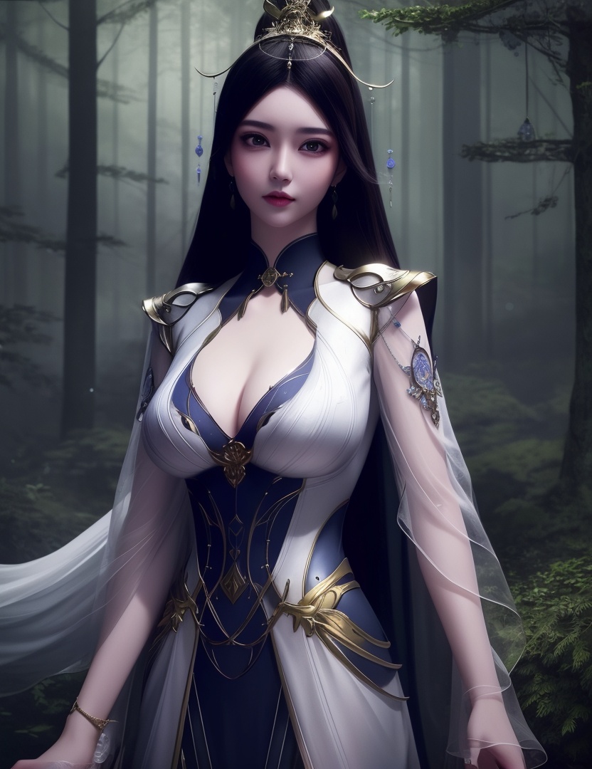 <lora:510-DA-万古狂帝-秋清儿:0.8>(,1girl, ,best quality, ),looking at viewer,  ,ultra detailed background,ultra detailed background,ultra realistic 8k cg,(masterpiece:1.2),(best quality:1.2),(ultra detailed:1.2),(official art:1.3),(beauty and aesthetics:0.8),detailed,(intricate:0.8),(highly detailed),(solo),delicate countenance,1girl,fancy,(glassy texture:1.2),(crush:1.2),8k,accessory,tattoo,(transparent:1.1),gown,energy encirclement,instant,in the twinkling of an eye,upper body,woman in a mythical forest, masterpiece, perfect face, intricate details, horror theme, raw photo, photo unp(cleavage),,