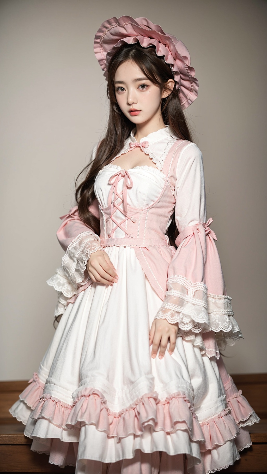 1girl, lolita fashion, pink dress,wide sleeves , <lora:YG公主洛丽塔2:0.75>,