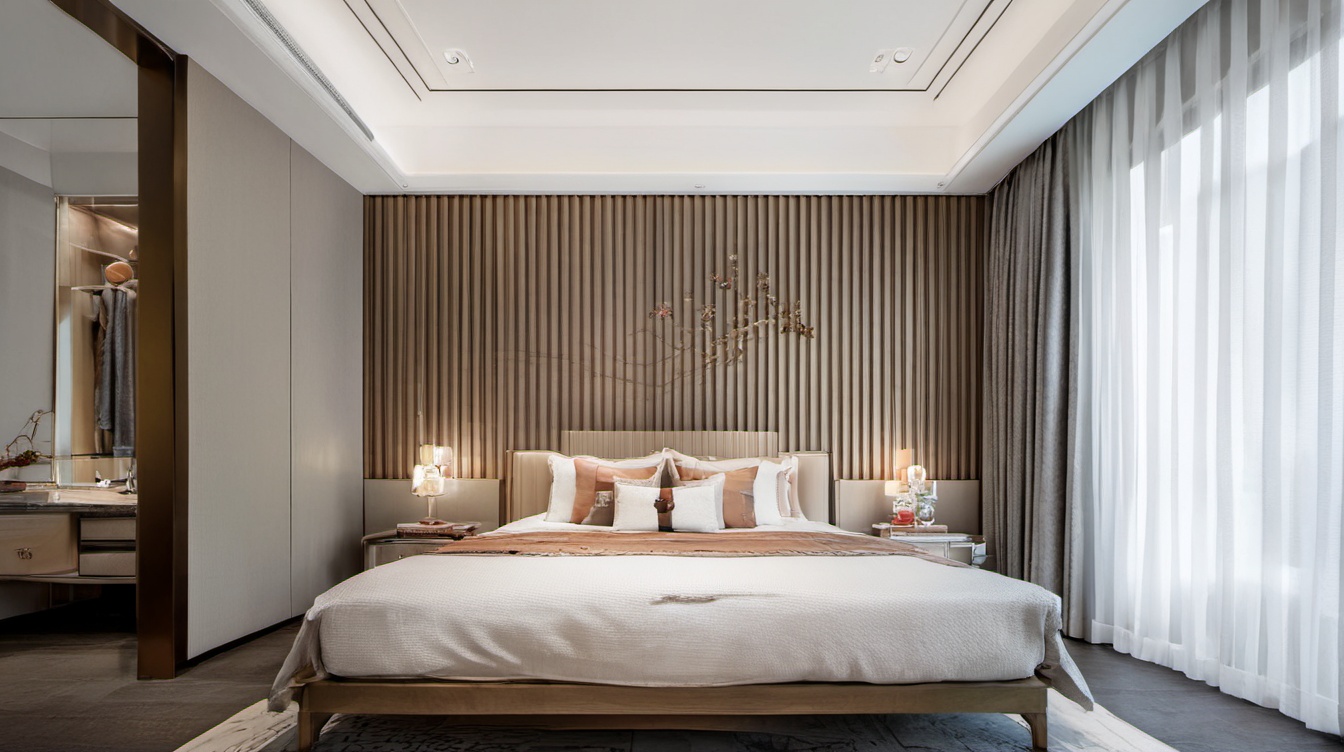 <lora:xinzhongshi XL2.0:0.6>,xinzhongshi,indoor,bedroom,floor,bed,curtains,table,chair,bed_sheet,pillow,available light,cup,plant,vase,incredibly absurdres,realistic,