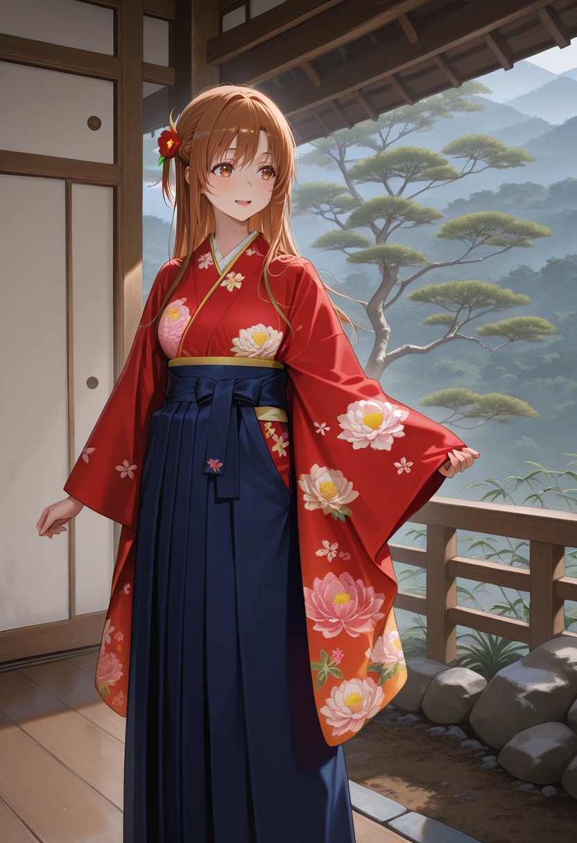 colorful_hakama,  1girl,  solo on Tensor.Art